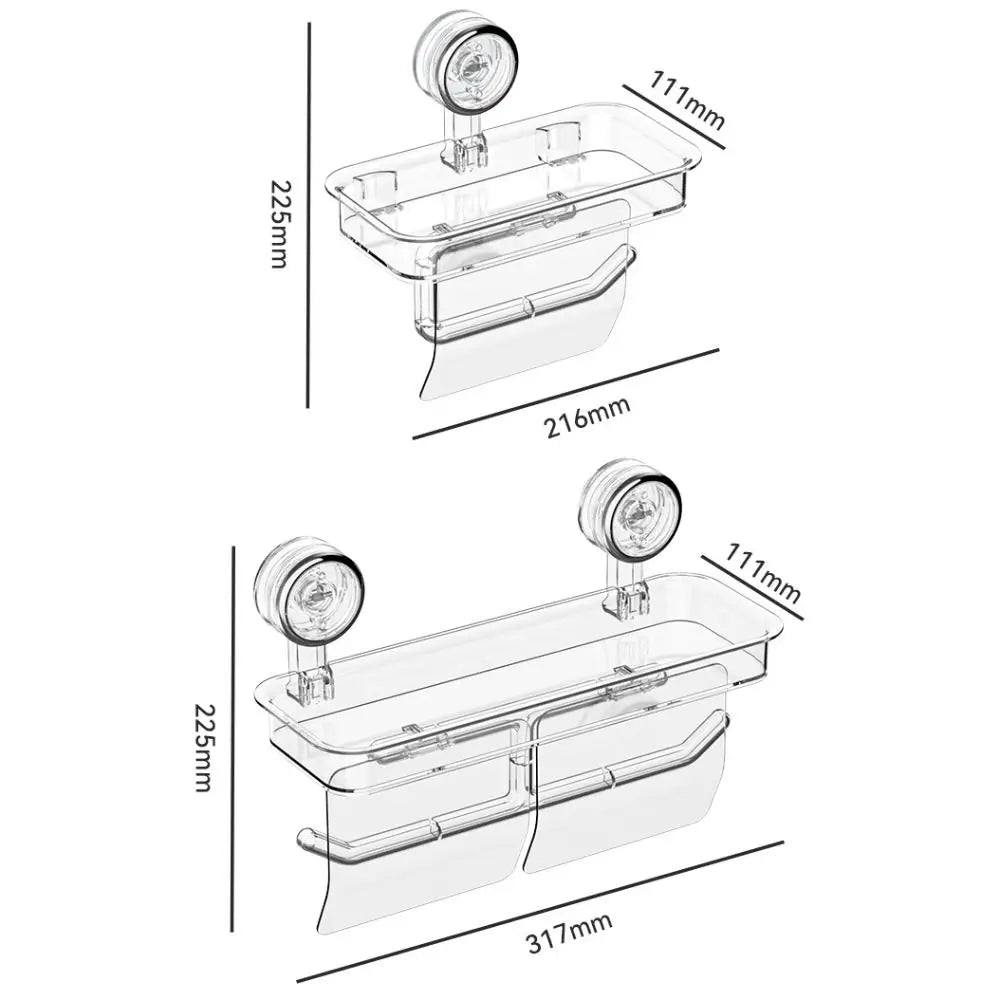 Suction Cup Toilet Paper Holder – No-Drill Wall Mount, PET & ABS, S or L