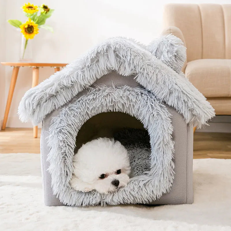 Soft Removable Pet Cave House Bed – Warm Kennel for Dogs & Cats, S–L