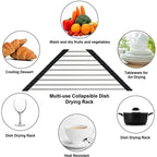 Roll-Up Triangle Dish Drying Rack – Foldable Corner Sink Organiser with Silicone Edges