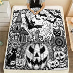 Halloween Pumpkin Flannel Throw Blanket for Sofa & Bed Decor