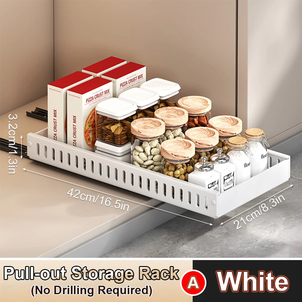 Pull-Out Pot and Pan Organiser with Sliding Rails – 8 Adjustable Compartments