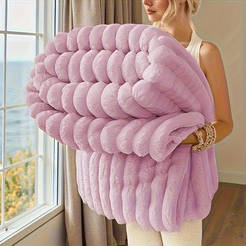 300GSM Bamboo Fibre Knitted Throw Blanket – Anti-Pilling, All-Season, 6 Colours