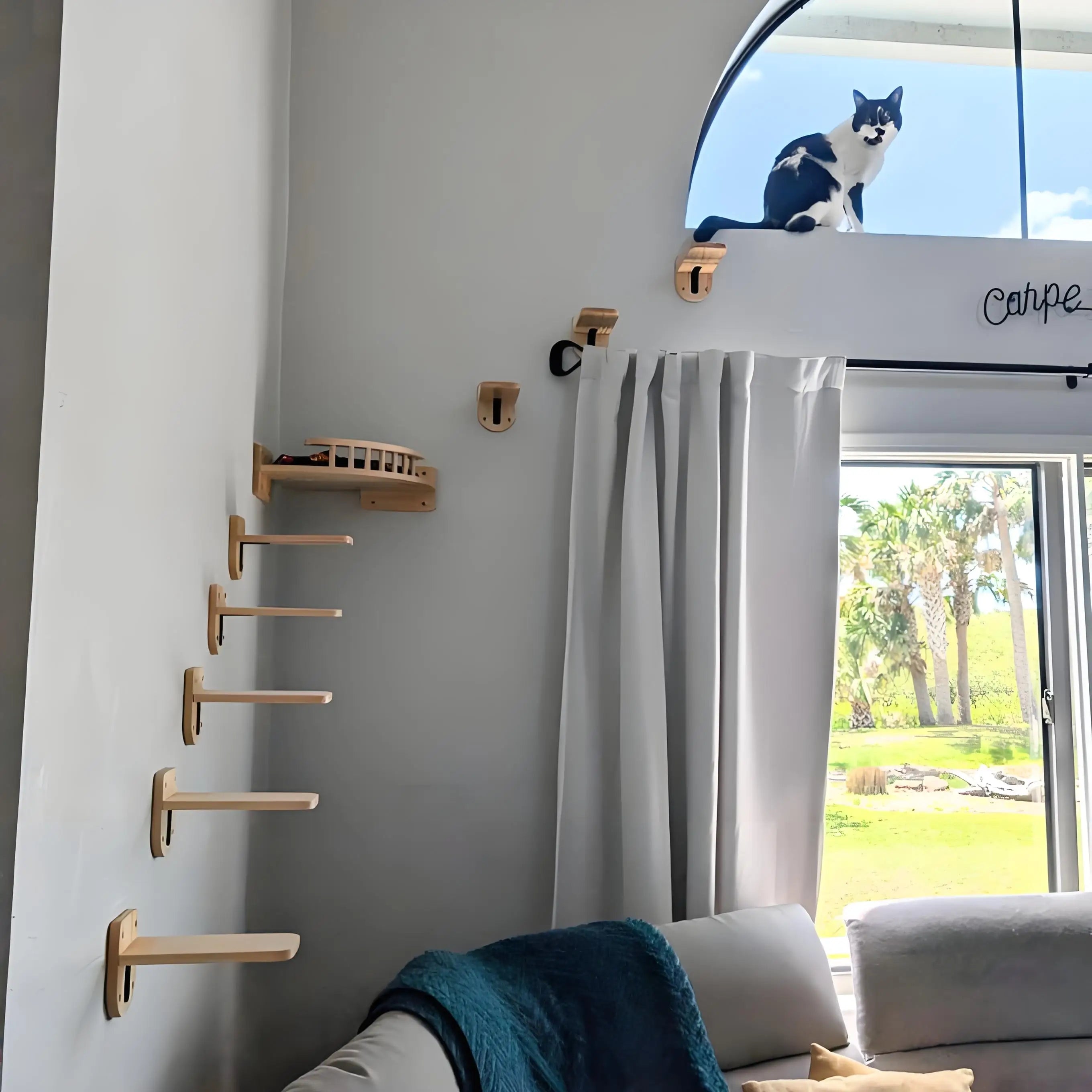 Wall-Mounted Cat Climbing Shelves – Modular Steps, Hammock, Scratching Posts & Shelves