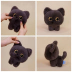 Kawaii Blob Cat Plush Desk Companion | Round Compact Body | Oversized Embroidered Eyes | 3 Coat Colours | 18cm