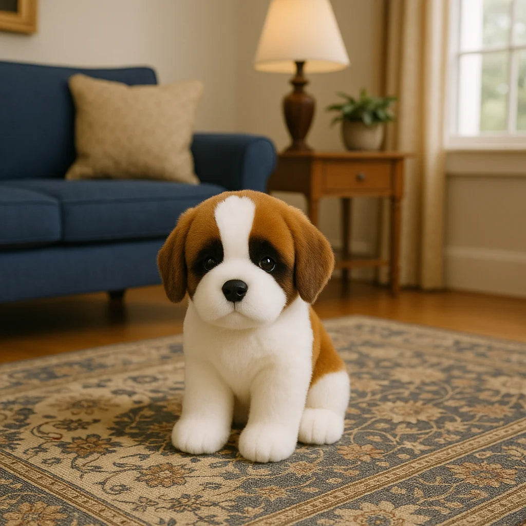 Lifelike St. Bernard Puppy Plush Stuffed Toy | 30cm | PP Cotton | CE Certified