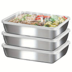 Stainless Steel Food Containers Set – 3-Piece, Leakproof, Stackable