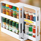 Rotating Spice Rack Organiser – 2-Tier Stackable Kitchen Storage Shelf