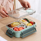 850ml Insulated Stainless Steel Lunch Box – 2 or 3 Grid Bento Box for Kids & Adults, Red, Blue or Green