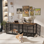Furniture-Style Dog Crate End Table – 3 Doors, Removable Tray, M, L or XL