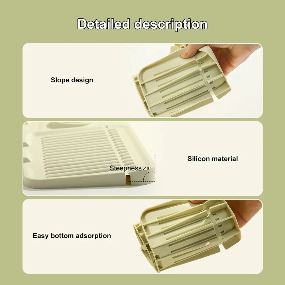 Faucet Splash Guard Draining Mat – Diatomite Stone & Silicone Sink Tray, Gray, Yellow or Green