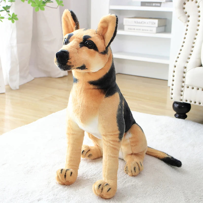 Lifelike Sitting Dog Plush Figurine | 4 Breeds: Rottweiler, German Shepherd, Beagle & Spotted Dog | Simulation Coat | 6 Sizes: 23–66cm