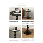Round Wrought Iron Side Table | Vintage Nordic Style | Black | 40 cm