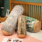 Tree Log Plush Pillow – Realistic Bark-Print Bolster