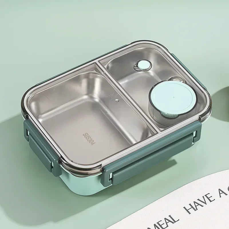 850ml Insulated Stainless Steel Lunch Box – 2 or 3 Grid Bento Box for Kids & Adults, Red, Blue or Green