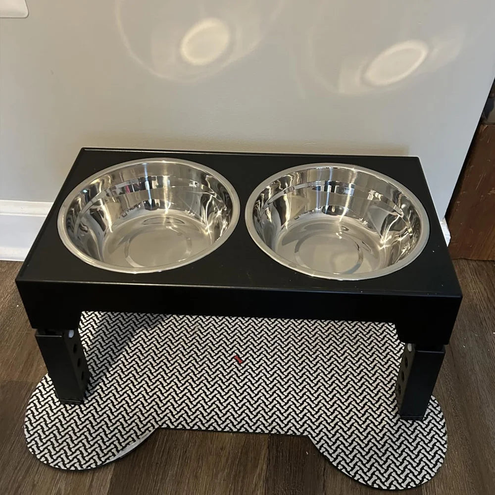 Adjustable Elevated Dog Feeder with Double Stainless Steel Bowls