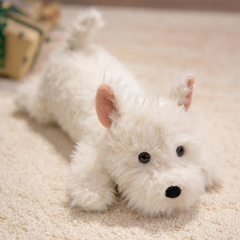 Lifelike Westie Plush Stuffed Toy | West Highland White Terrier | 42cm | Fluffy Long-Pile Coat