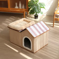 2-in-1 Cat House with Removable Top Bed