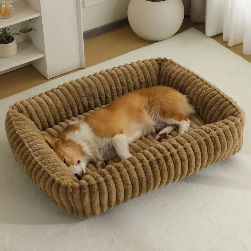 Rectangle Corduroy Pet Bed | Dogs & Cats | Washable Removable Cover | 6 Sizes