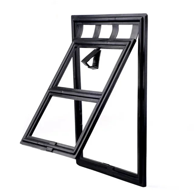 Lockable Pet Screen Door Flap – Mosquito-Proof, for Cats & Dogs, S or L, Black or White
