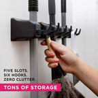 Wall-Mounted Mop & Broom Holder – Multi-Hook Cleaning Tool Rack, 4+5 or 5+6 Hooks