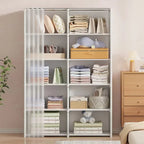 Dustproof Wardrobe Storage Rack with Curtain – 5 or 6 Layer, Single or Double Width