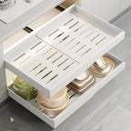 2-Pack Scalable Pull-Out Kitchen Storage Rack – Extendable Carbon Steel Drawer Organiser, Black or White