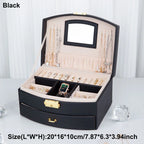 Multi-Layer Faux Leather Jewellery Box with Mirror – 2, 3 or 6 Layers, 4 Colours
