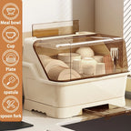 Dish Rack with Lid – Dust-Proof Countertop Organiser with Drainboard