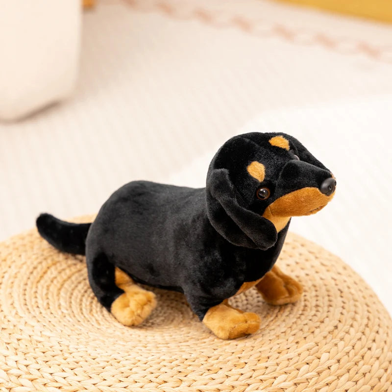 Lifelike Dachshund Plush Stuffed Toy | Black & Tan | 2 Sizes 25–35cm