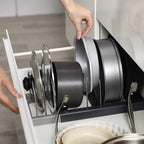 Expandable Pot and Pan Organiser Rack – 7 Adjustable Dividers, Cabinet or Countertop
