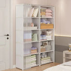 Dustproof Wardrobe Storage Rack with Curtain – 5 or 6 Layer, Single or Double Width