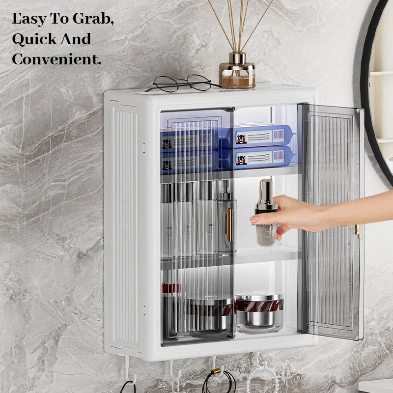Wall-Mounted Bathroom Cabinet – Modern PVC Storage Cupboard, 4 Styles