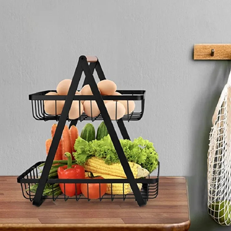 Detachable Stainless Steel Fruit Basket – Portable Bread & Fruit Bowl for Kitchen, Living Room & Desktop, Black or White