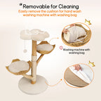 Three-Tier Cat Tree Tower | Natural Willow Wood | Sisal Scratching Post | Beige