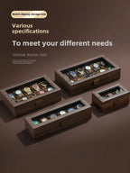 Wood Grain Leather Watch Case – 3, 6, 10 or 12 Slot Watch Organiser