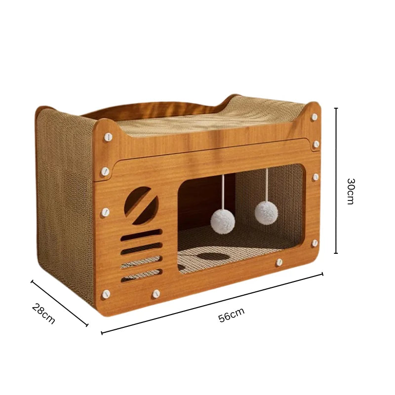 2-in-1 Cat Scratching Board & Post with Lounge Bed | 4 Styles