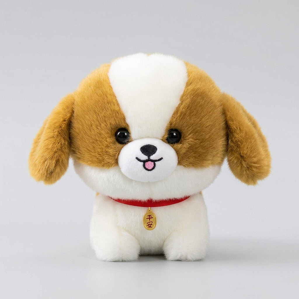 Lifelike Japanese Puppy Plush Stuffed Toy | 8 Breed-Inspired Styles | Lucky Charm Collar