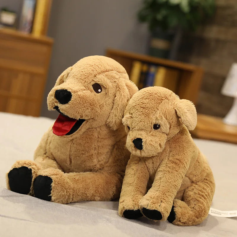 Lifelike Yellow Labrador Retriever Plush Stuffed Toy | Seated Pose | Open-Mouth Detail | 2 Sizes: 35cm & 75cm