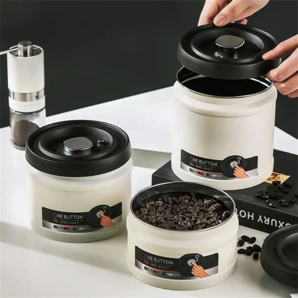 Stainless Steel Vacuum Airtight Coffee Canister – 750ml, 1100ml, 1600ml
