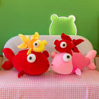 Kawaii Chubby Goldfish Plush Pillow | Giant 3D Protruding Gold Eye | Solid Colour Velvet Body | Yellow, Red & Pink | 35cm, 70cm & 100cm