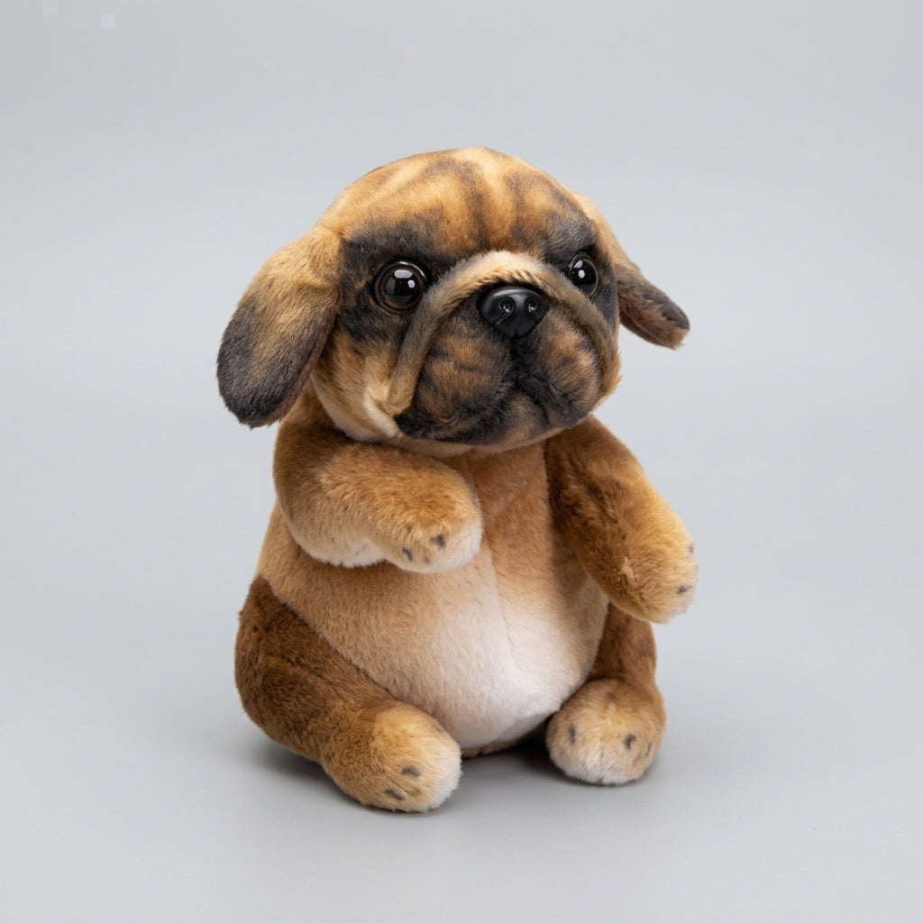 Lifelike English Bulldog Puppy Plush Stuffed Toy | 4 Coat Styles | Simulation Velvet | 20cm