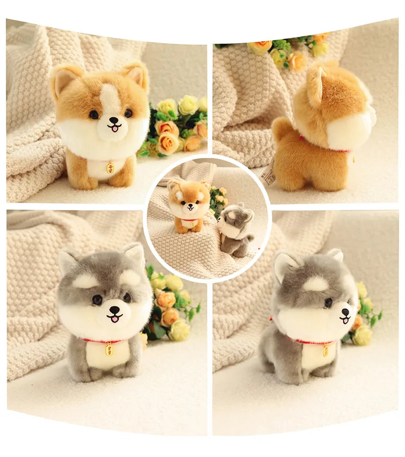 Lifelike Japanese Puppy Plush Stuffed Toy | 8 Breed-Inspired Styles | Lucky Charm Collar