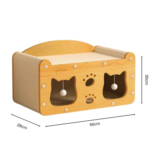 2-in-1 Cat Scratching Board & Post with Lounge Bed | 4 Styles
