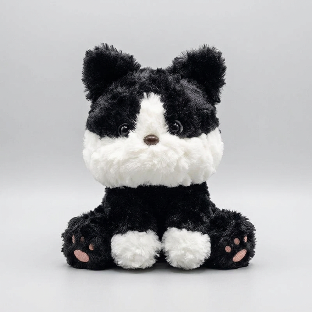 Kawaii Sitting Dog Plush Stuffed Toy | 3 Styles | Curly Fluffy Coat | Cuddly Desk Companion | 20cm