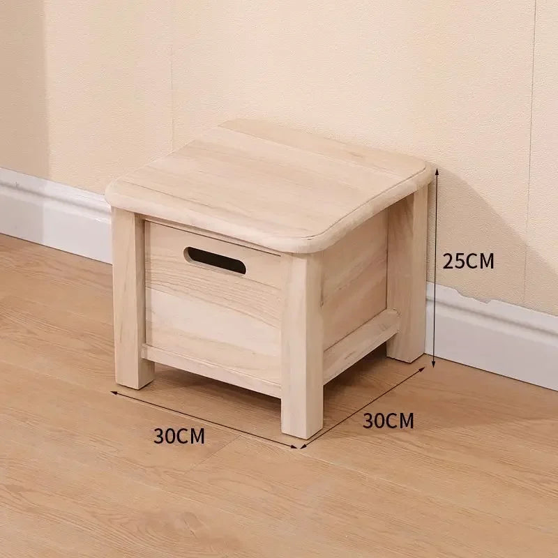 Solid Wood Storage Stool with Drawer – Hallway Bench & Ottoman, S, M or L