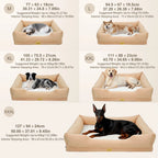 Oxford & Faux Rabbit Fur Bolster Dog Bed | Sponge Foam | Removable Cover | Non-Slip | 5 Sizes