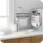 4-in-1 Wall Mount Kitchen Organizer with Paper Towel Holder and Wrap Dispenser