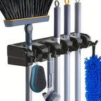 Wall-Mounted Mop & Broom Holder – Multi-Hook Cleaning Tool Rack, 4+5 or 5+6 Hooks