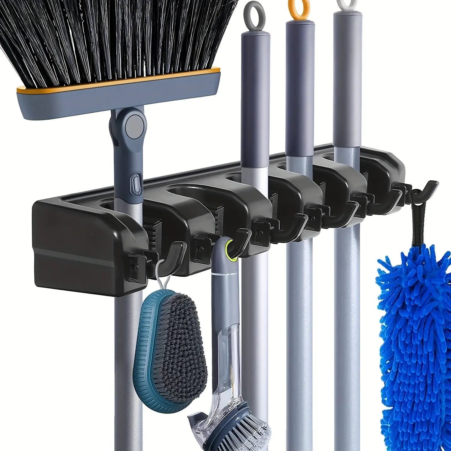 Wall-Mounted Mop & Broom Holder – Multi-Hook Cleaning Tool Rack, 4+5 or 5+6 Hooks