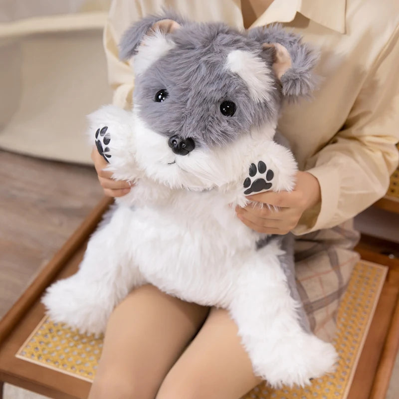Kawaii Schnauzer & Westie Plush Stuffed Toy | Fluffy Long-Pile Coat | 2 Breeds, 2 Sizes